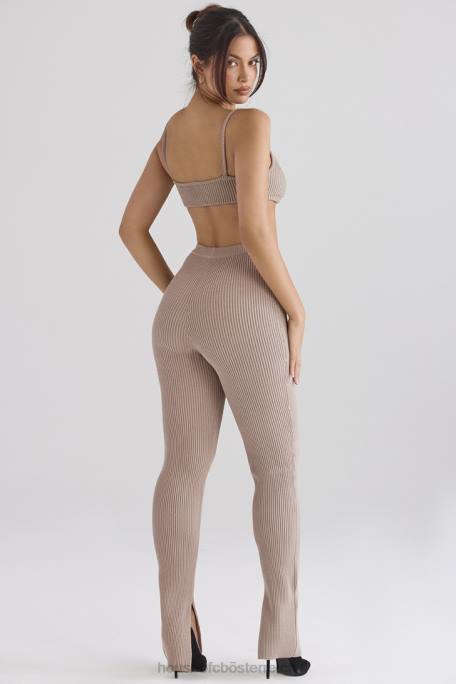 House of CB Kleidung Z26T877 Mitzi taupefarbene Rippstrick-Leggings