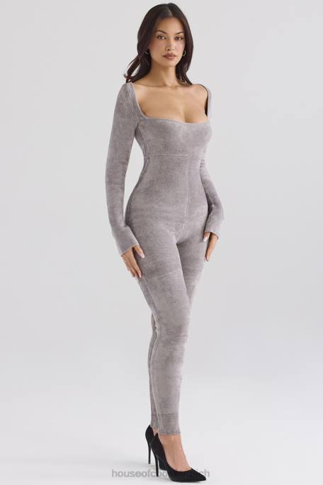 House of CB Kleidung Z26T881 Isis-Loungewear-Jumpsuit aus schwerem Chenille-Nerz