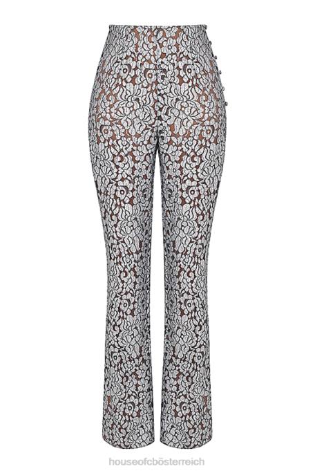 House of CB Kleidung Z26T886 Mara Silber-Metallic-Spitzenhose