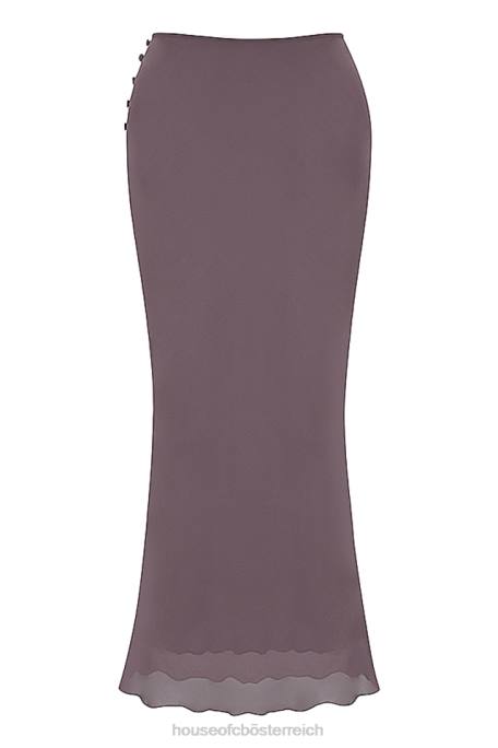 House of CB Kleidung Z26T904 Dyana Dark Mauve Maxirock mit schrägem Schnitt