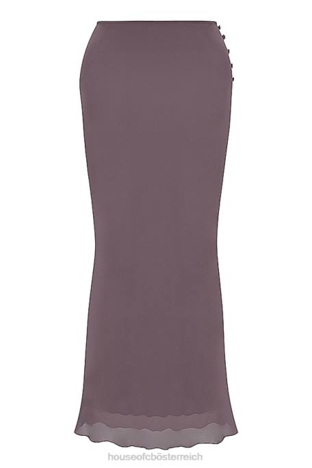 House of CB Kleidung Z26T904 Dyana Dark Mauve Maxirock mit schrägem Schnitt