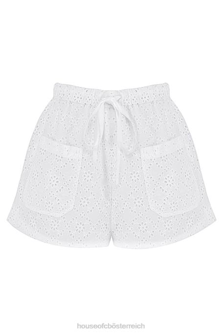 House of CB Kleidung Z26T914 Mae weiße Broderie-Anglaise-Shorts