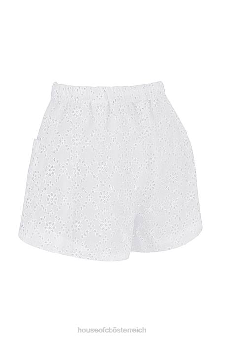 House of CB Kleidung Z26T914 Mae weiße Broderie-Anglaise-Shorts