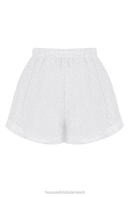 House of CB Kleidung Z26T914 Mae weiße Broderie-Anglaise-Shorts