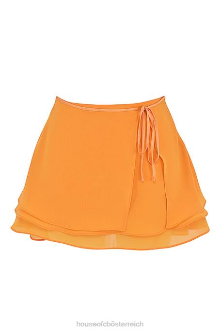 House of CB Kleidung Z26T918 Clarice Tangerine – fließender mehrlagiger Minirock