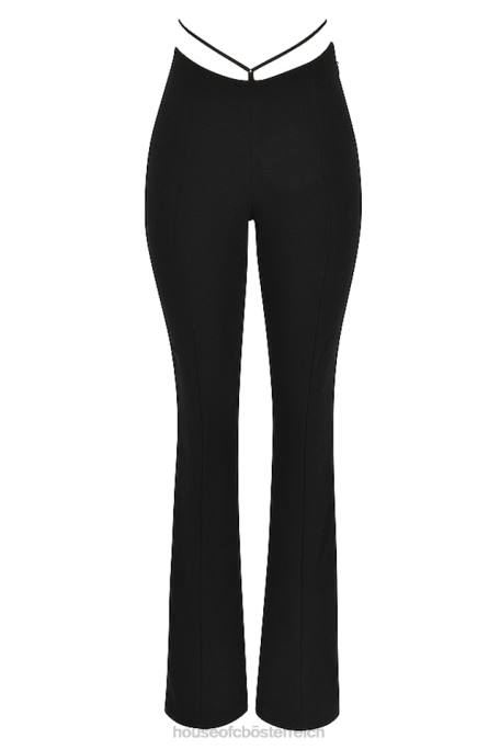 House of CB Kleidung Z26T928 Layla schwarze Hose mit V-Vorderteil