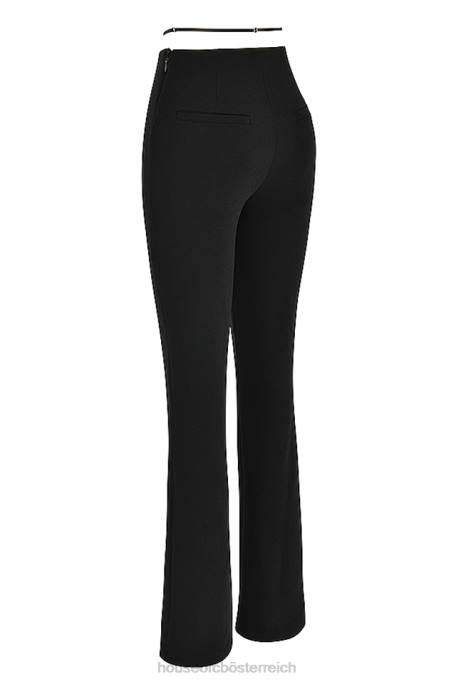 House of CB Kleidung Z26T928 Layla schwarze Hose mit V-Vorderteil