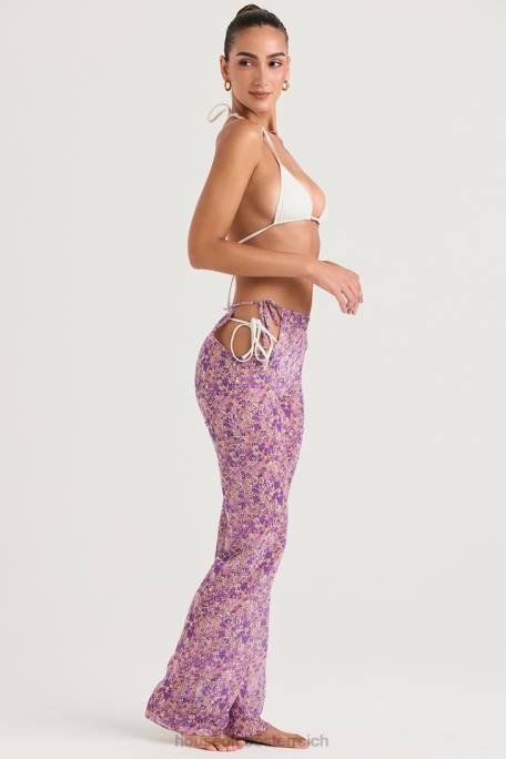 House of CB Kleidung Z26T929 Keala-Hose mit violetten Blumenausschnitten