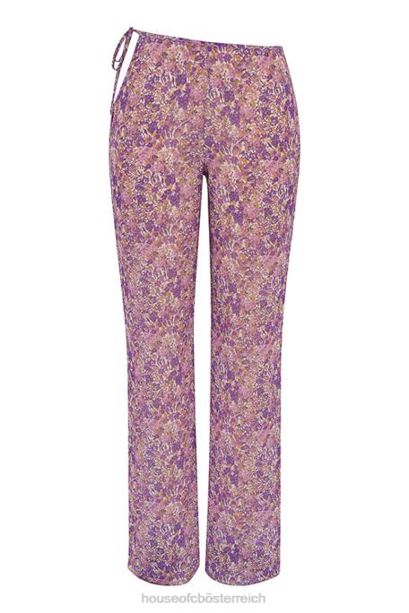 House of CB Kleidung Z26T929 Keala-Hose mit violetten Blumenausschnitten