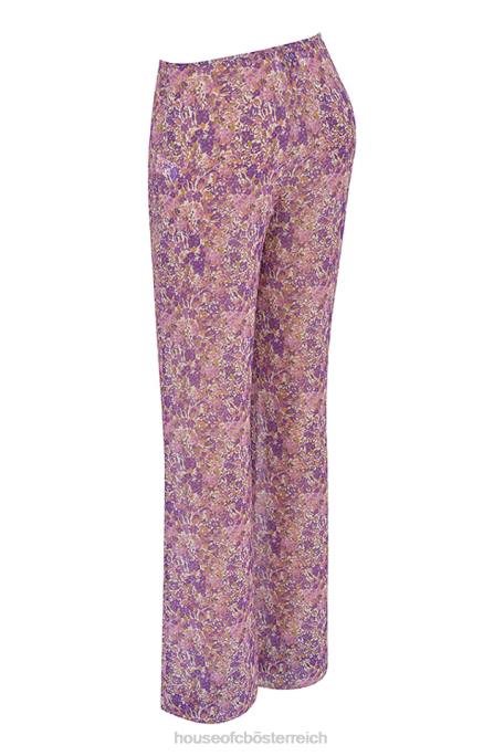 House of CB Kleidung Z26T929 Keala-Hose mit violetten Blumenausschnitten