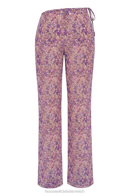 House of CB Kleidung Z26T929 Keala-Hose mit violetten Blumenausschnitten