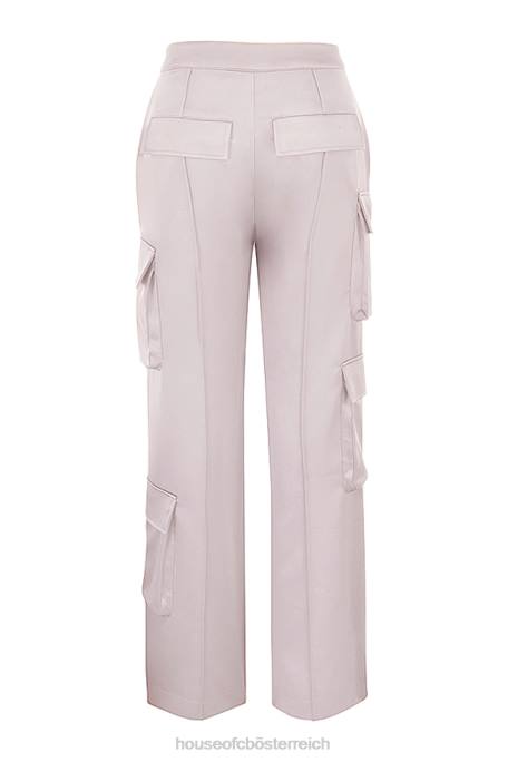 House of CB Kleidung Z26T941 Daria Crystal Satin-Cargohose mit geradem Bein