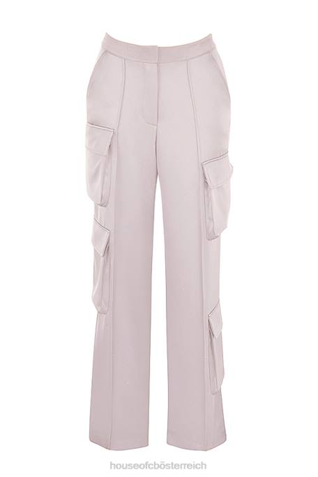 House of CB Kleidung Z26T941 Daria Crystal Satin-Cargohose mit geradem Bein