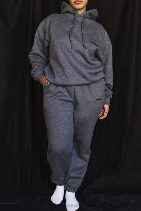 House of CB Kleidung Z26T945 Dunkelgraue Jogginghose mit Fleece-Rückseite in Himmelblau