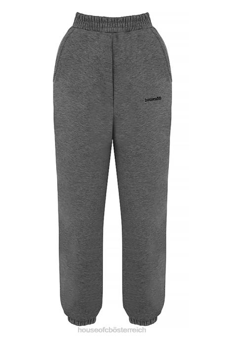 House of CB Kleidung Z26T945 Dunkelgraue Jogginghose mit Fleece-Rückseite in Himmelblau