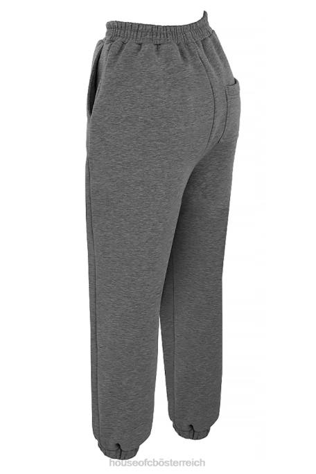 House of CB Kleidung Z26T945 Dunkelgraue Jogginghose mit Fleece-Rückseite in Himmelblau