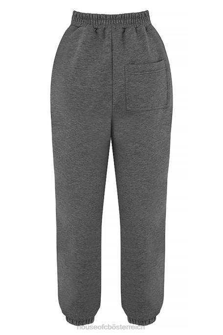 House of CB Kleidung Z26T945 Dunkelgraue Jogginghose mit Fleece-Rückseite in Himmelblau