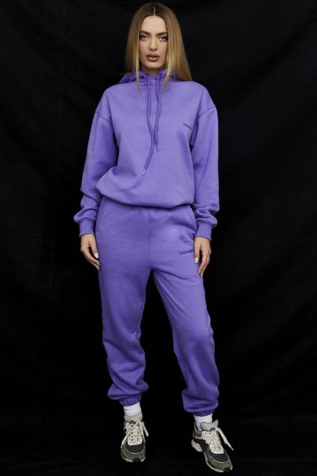 House of CB Kleidung Z26T947 Himmelviolette Jogginghose mit Fleece-Rückseite