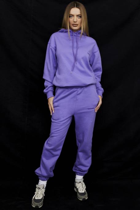 House of CB Kleidung Z26T947 Himmelviolette Jogginghose mit Fleece-Rückseite