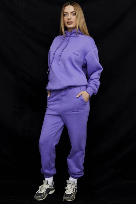 House of CB Kleidung Z26T947 Himmelviolette Jogginghose mit Fleece-Rückseite