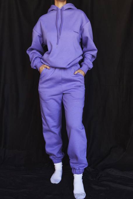 House of CB Kleidung Z26T947 Himmelviolette Jogginghose mit Fleece-Rückseite