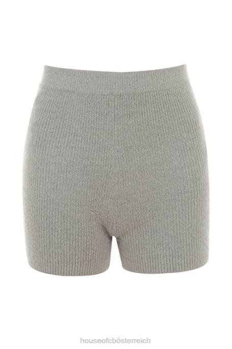 House of CB Kleidung Z26T950 Geerdete graue Strickshorts mit hoher Taille