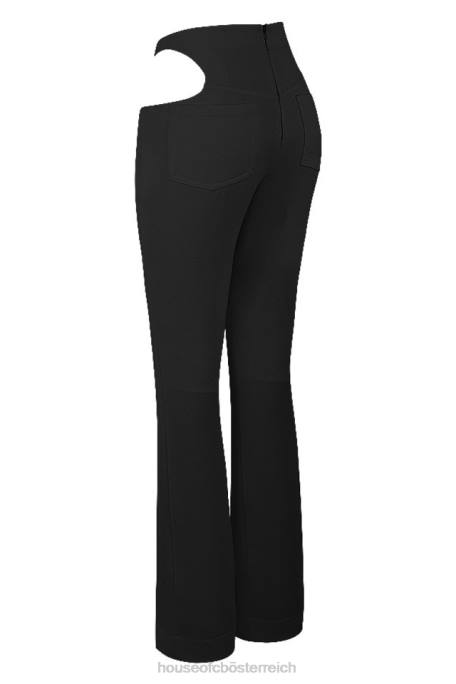 House of CB Kleidung Z26T961 Osaka schwarze Crêpe-Hose mit Ausschnitten