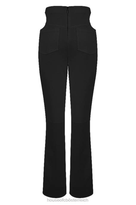 House of CB Kleidung Z26T961 Osaka schwarze Crêpe-Hose mit Ausschnitten