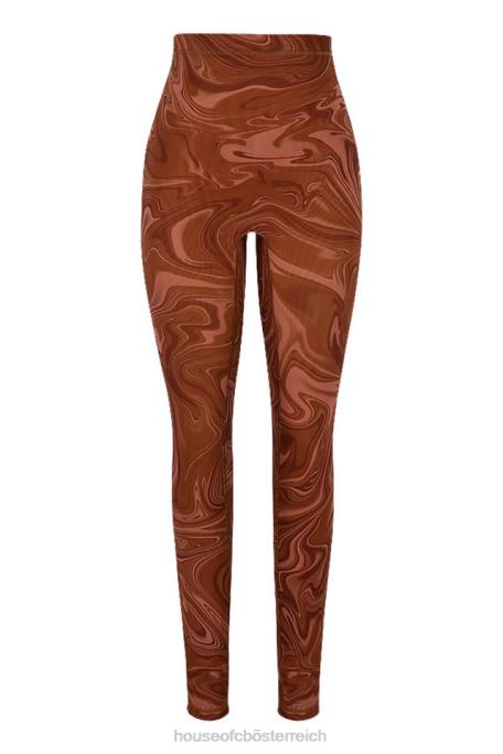 House of CB Kleidung Z26T967 Leggings aus violettem Netzstoff mit Wirbelmuster