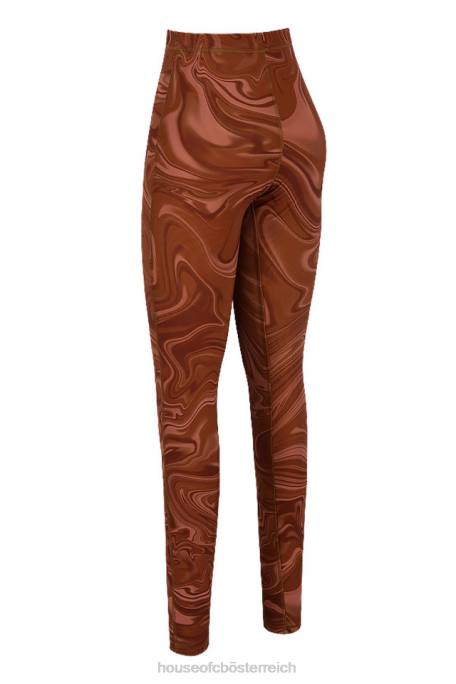 House of CB Kleidung Z26T967 Leggings aus violettem Netzstoff mit Wirbelmuster