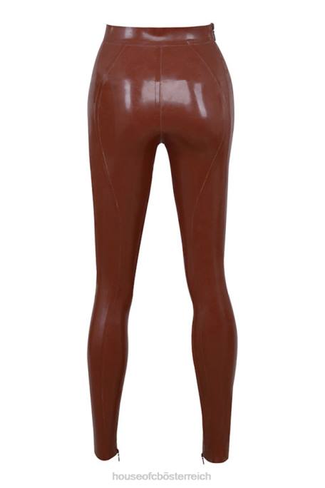 House of CB Kleidung Z26T969 Lia Cocoa Latex-Leggings mit hoher Taille