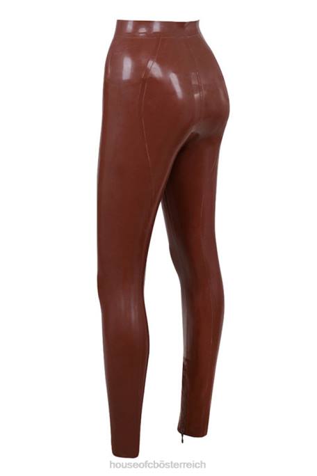 House of CB Kleidung Z26T969 Lia Cocoa Latex-Leggings mit hoher Taille