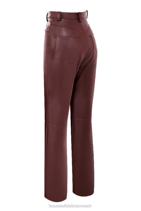 House of CB Kleidung Z26T979 Inaya dunkelbraune Stretch-Hose aus veganem Leder