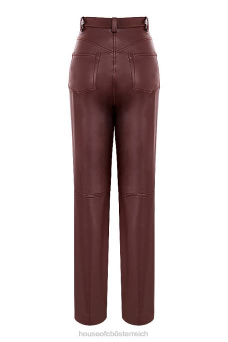 House of CB Kleidung Z26T979 Inaya dunkelbraune Stretch-Hose aus veganem Leder