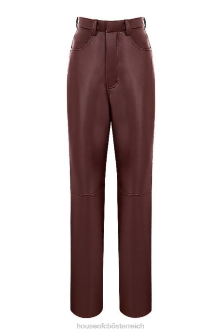 House of CB Kleidung Z26T979 Inaya dunkelbraune Stretch-Hose aus veganem Leder