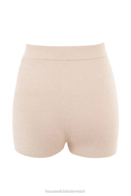 House of CB Kleidung Z26T988 Elijah cremefarbene flauschige Strickshorts mit hoher Taille