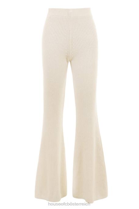 House of CB Kleidung Z26T989 Cremefarbene grob gerippte Strickhose von Rodelle