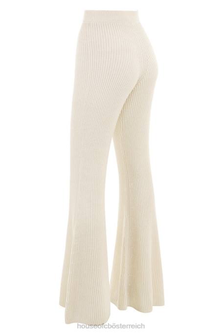 House of CB Kleidung Z26T989 Cremefarbene grob gerippte Strickhose von Rodelle