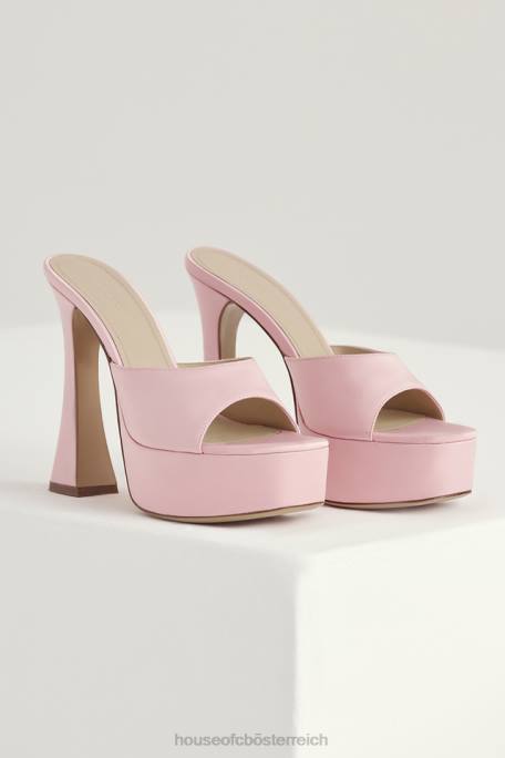 House of CB Schuhe Z26T1066 Alessandra rosa Satin-Plateau-Pantoletten