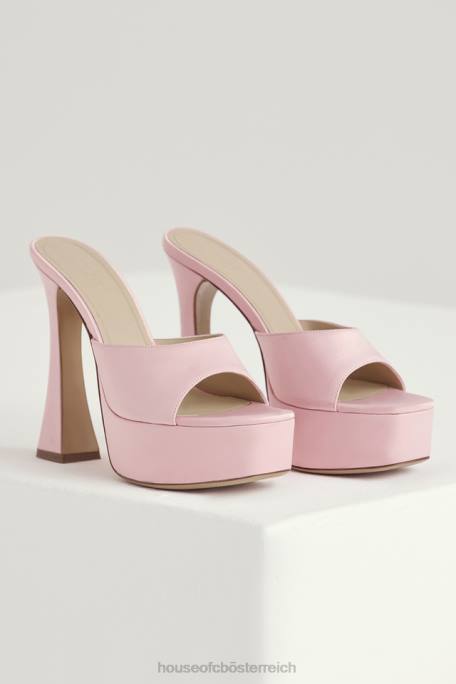 House of CB Schuhe Z26T1066 Alessandra rosa Satin-Plateau-Pantoletten