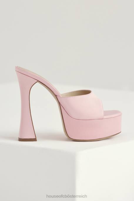 House of CB Schuhe Z26T1066 Alessandra rosa Satin-Plateau-Pantoletten