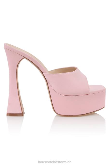 House of CB Schuhe Z26T1066 Alessandra rosa Satin-Plateau-Pantoletten