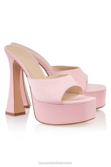 House of CB Schuhe Z26T1066 Alessandra rosa Satin-Plateau-Pantoletten