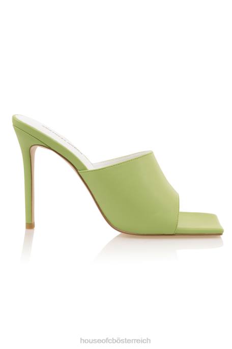 House of CB Schuhe Z26T1074 Herrin rockt Dream Scene Lime-Pantoletten mit quadratischer Zehenpartie