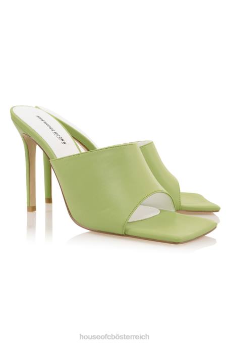 House of CB Schuhe Z26T1074 Herrin rockt Dream Scene Lime-Pantoletten mit quadratischer Zehenpartie