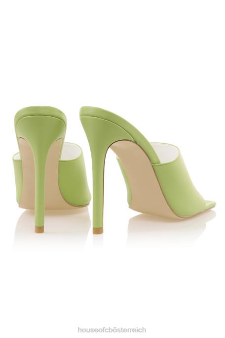 House of CB Schuhe Z26T1074 Herrin rockt Dream Scene Lime-Pantoletten mit quadratischer Zehenpartie