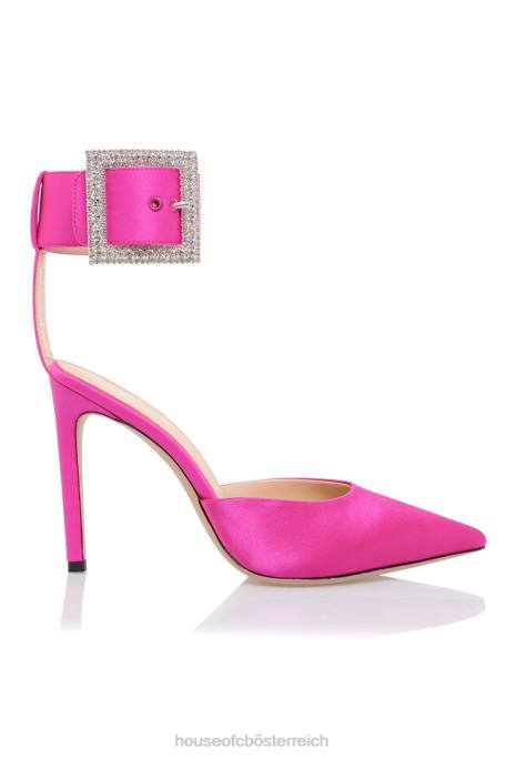 House of CB Schuhe Z26T1098 Krista rosa Kristallschnallenpumps