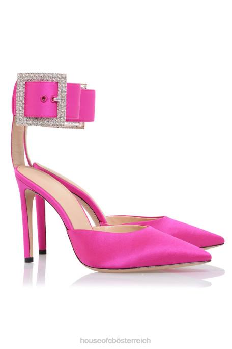 House of CB Schuhe Z26T1098 Krista rosa Kristallschnallenpumps