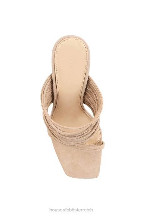 House of CB Schuhe Z26T1105 Evangeline beige Riemchensandalen mit quadratischer Zehenpartie