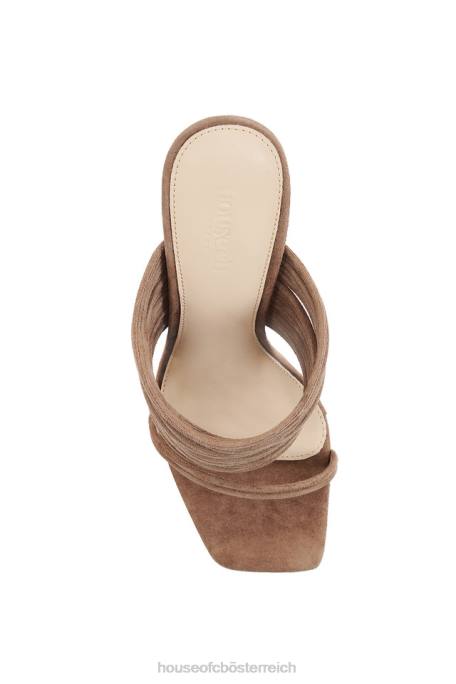 House of CB Schuhe Z26T1106 Evangeline Mokka-Riemensandalen mit eckiger Zehenpartie